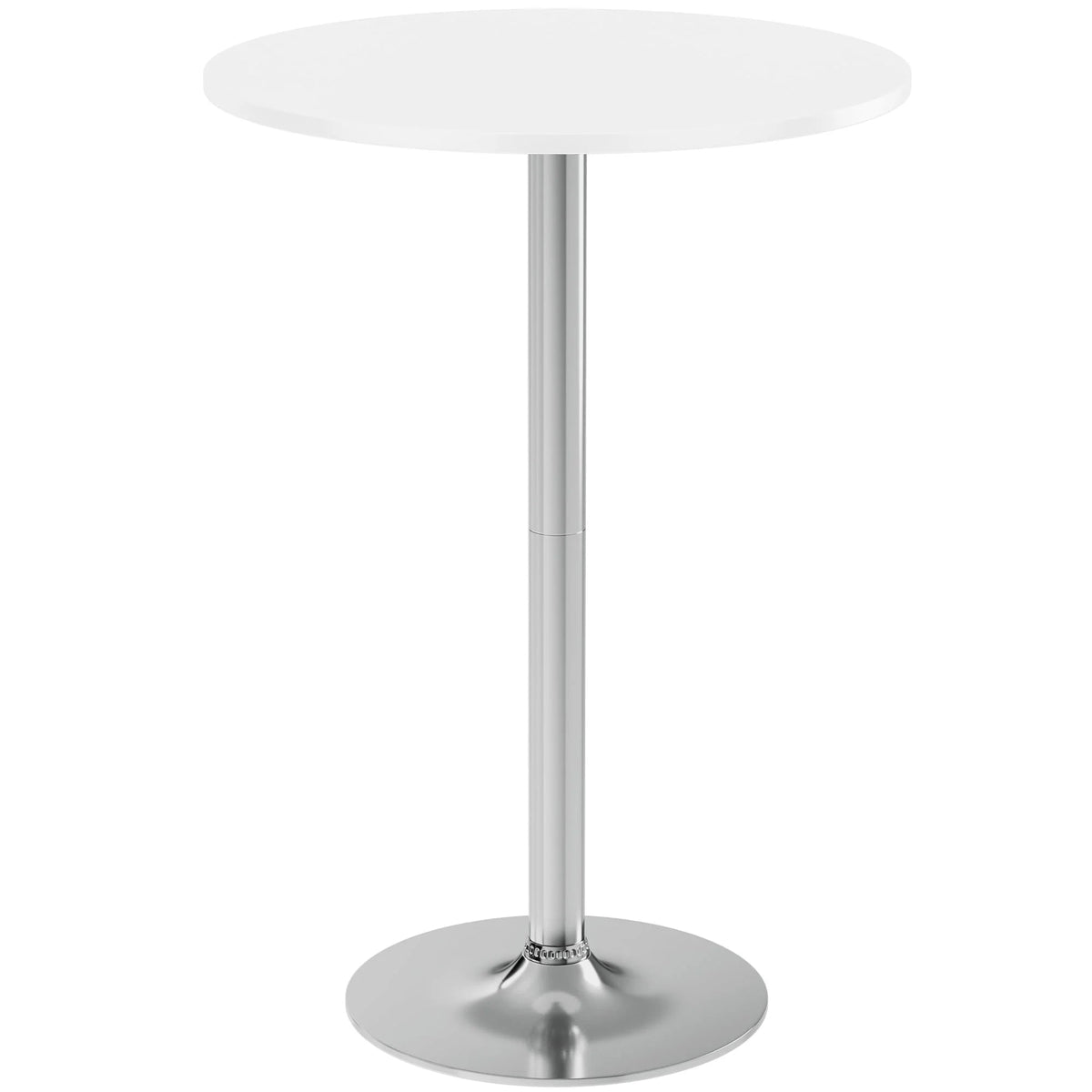 Round Bar-Height Bistro Pub Table With Metal Base And MDF Top, 23.8 x 23.8 x 39.5 Inch