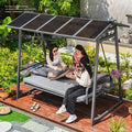Garden Swing Set With Weather-Resistant Frame And 4 Gray Cushions, 7 cm Thick