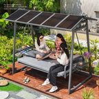 Garden Swing Set With Weather-Resistant Frame And 4 Gray Cushions, 7 cm Thick