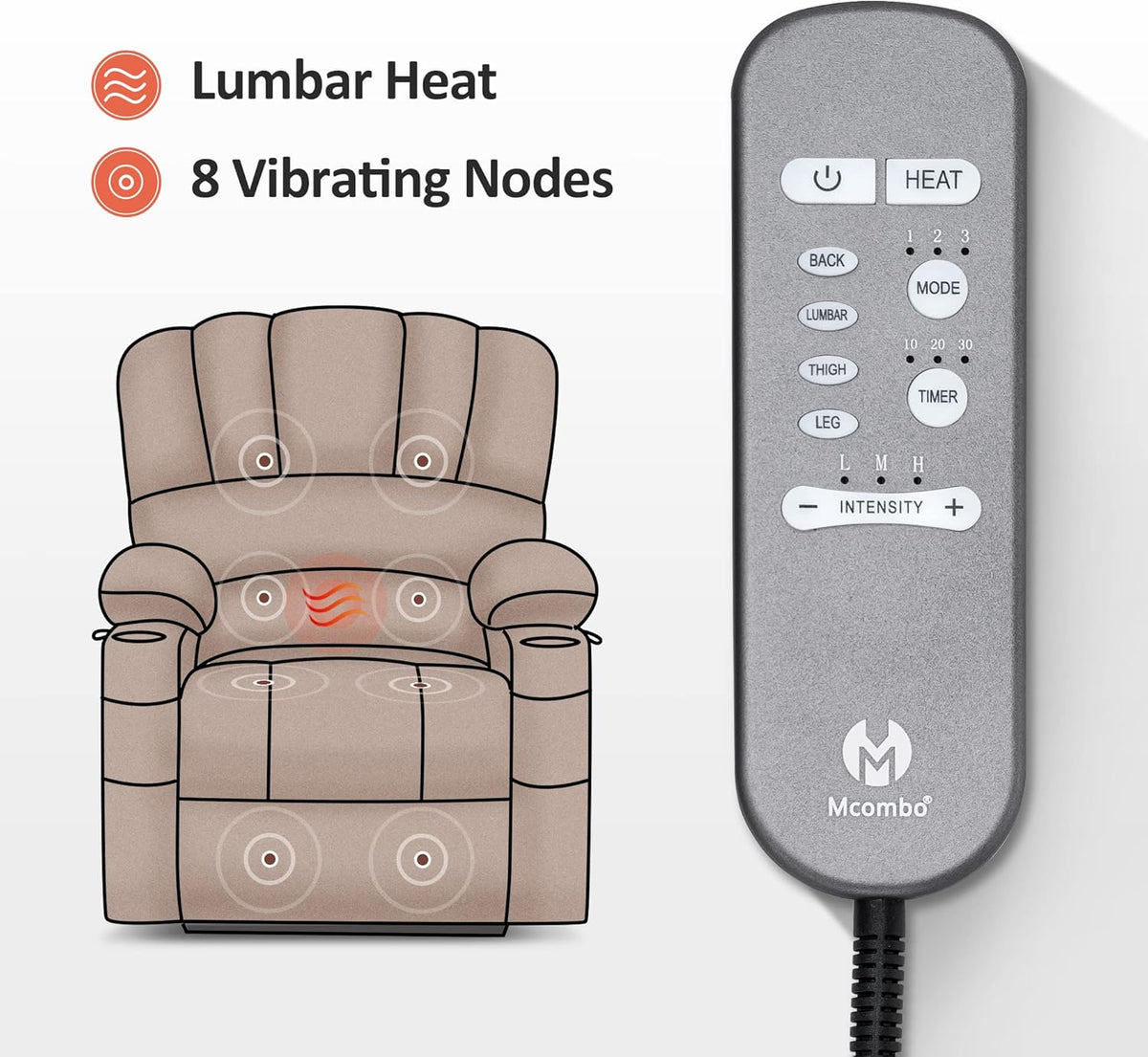 Heated Lift Recliner for Seniors with USB and Cup Holders