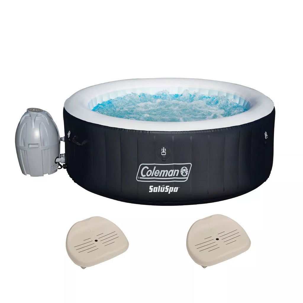 Coleman Inflatable Hot Tub 4-Person 192 Gallon 60 AirJets With 2 Seating Accessories - SaluSpa