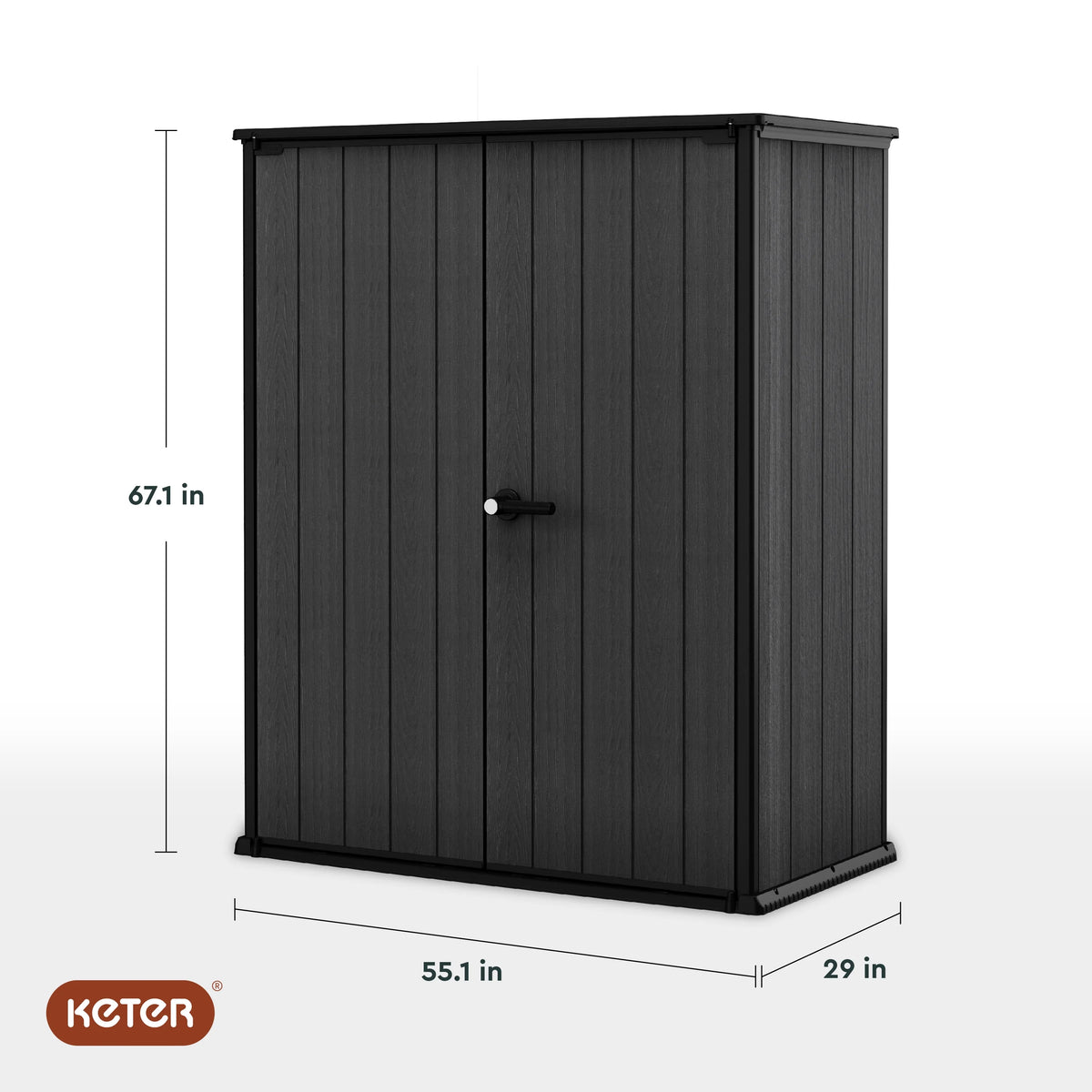 Keter Cortina Alto Outdoor Storage Shed, 62.05 cu. Ft., Graphite - Cortina Alto