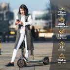 Electric Scooter With 350W/500W Motor And 22 Mph Top Speed