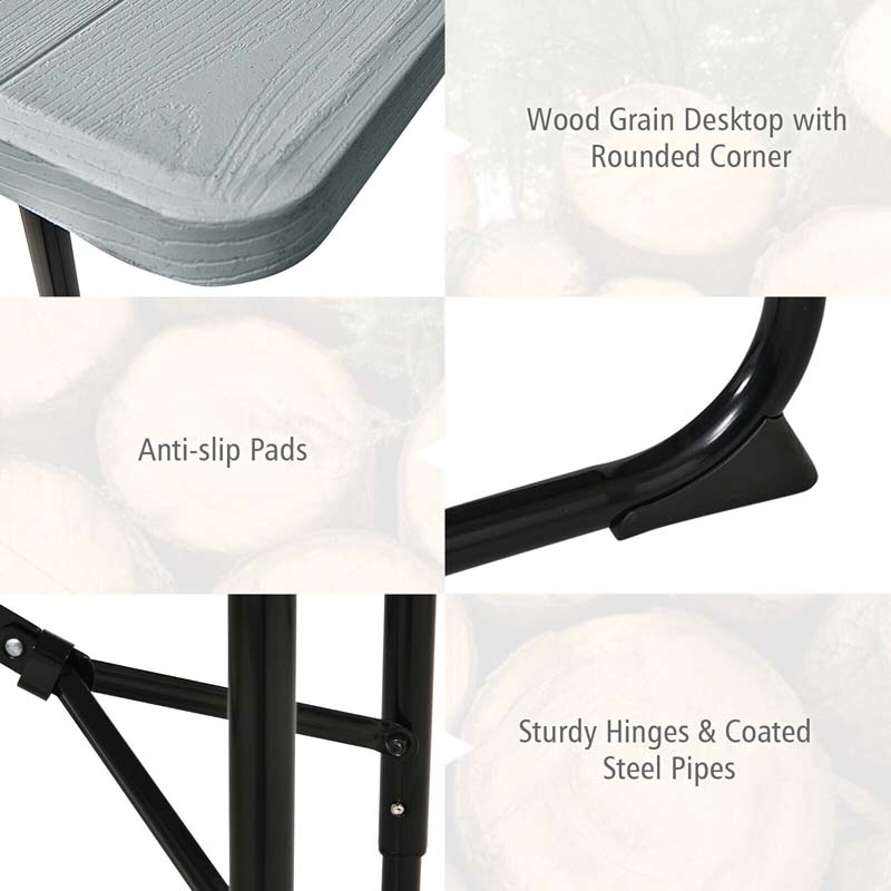 4-Person Folding Picnic Table Bench Set, 59 in x 54 in x 28.5 in - Steel And HDPE
