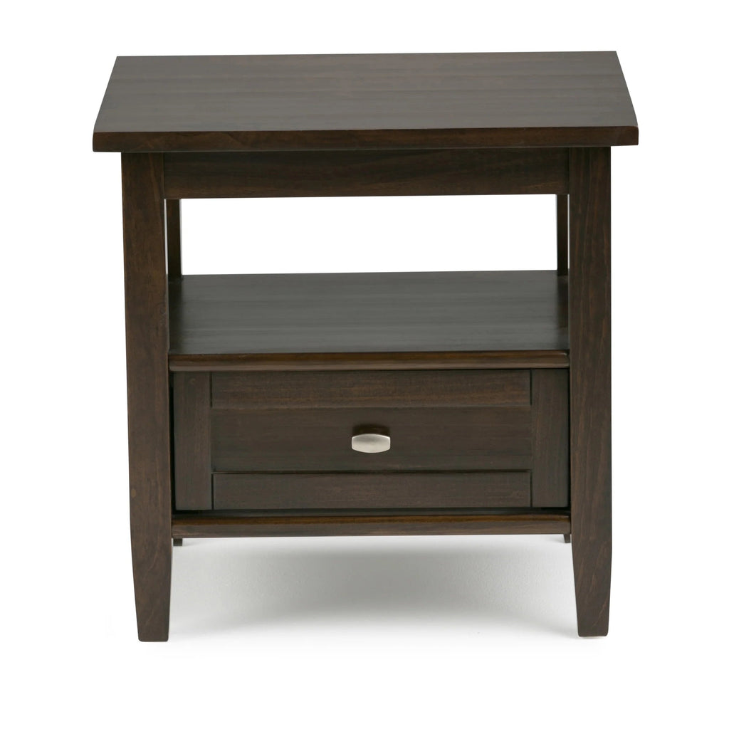 Solid Wood Rectangle End Table With Drawer And Shelf, 18.1in D x 20in W x 19.5in H - Norfolk