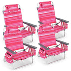 Costway Folding Backpack Beach Chairs 4-Pack, 5-Position Adjustable