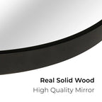 Classic Farmhouse Round Wooden Frame Wall Mirror - 24-inches, 28-inches, 32-inches