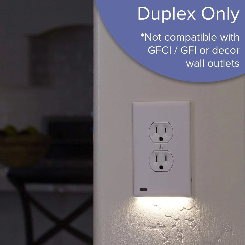 SnapPower GuideLight 2 Duplex LED Night Light Outlet Wall Plate, 6 Pack, White