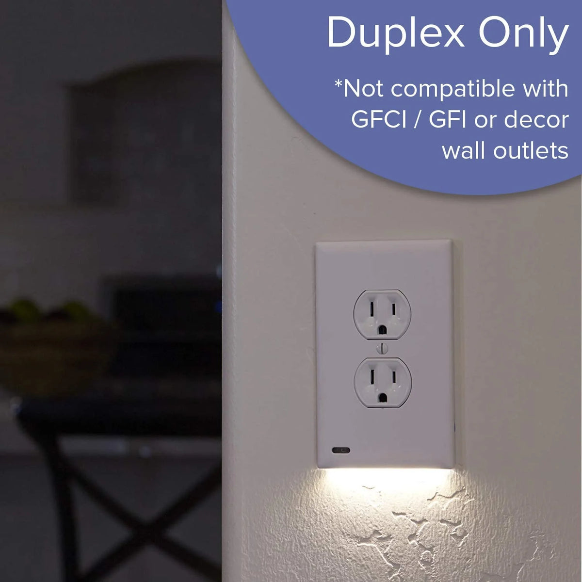 SnapPower GuideLight 2 Duplex LED Night Light Outlet Wall Plate, 6 Pack, White