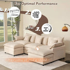 108 Inch U Shape Sectional Sofa With Removable Footstool