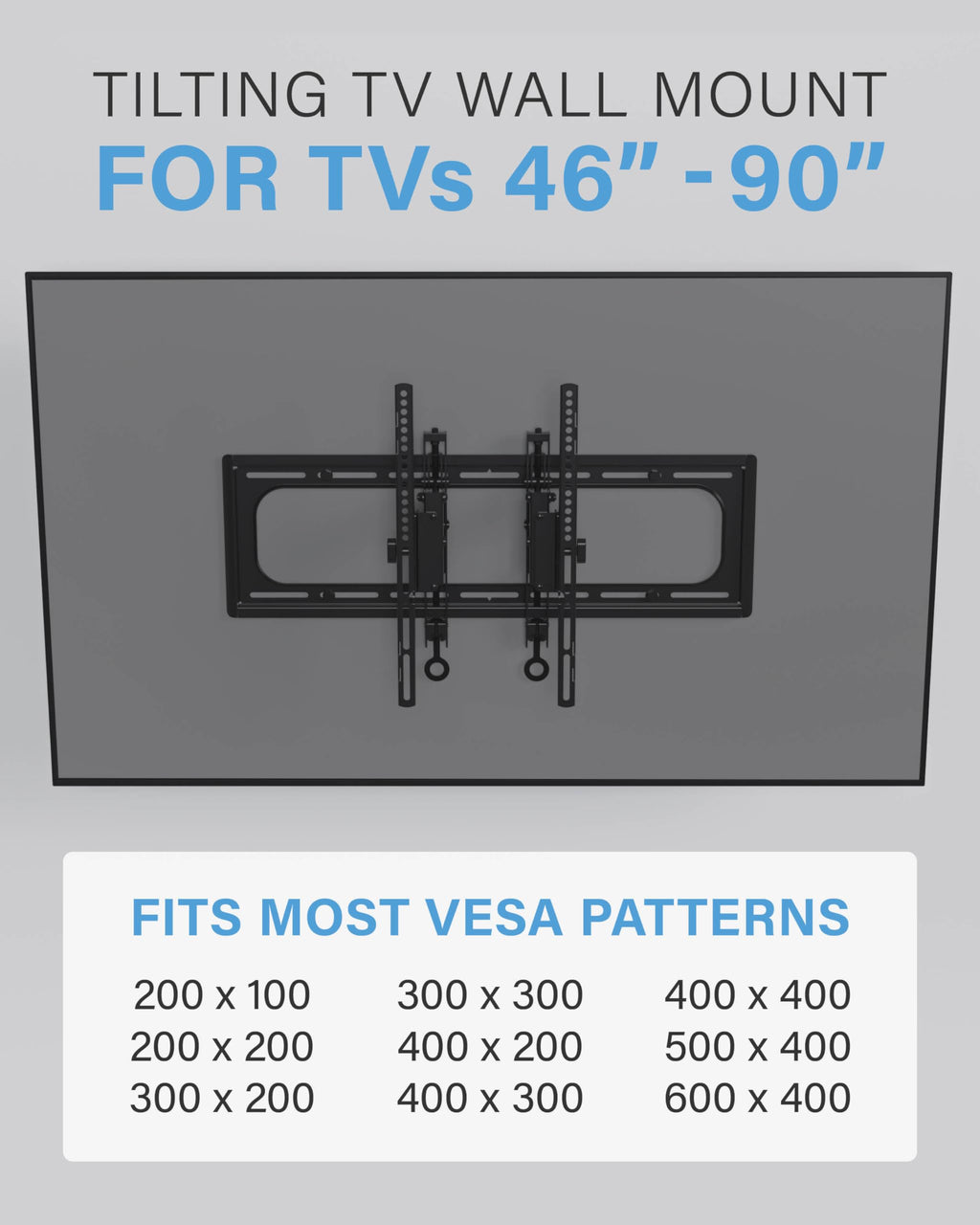 Tilting TV Wall Mount For 46 To 90 Inch Flat-Screen TVs, VESA 200x100 To 690x415