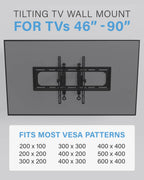 Tilting TV Wall Mount For 46 To 90 Inch Flat-Screen TVs, VESA 200x100 To 690x415