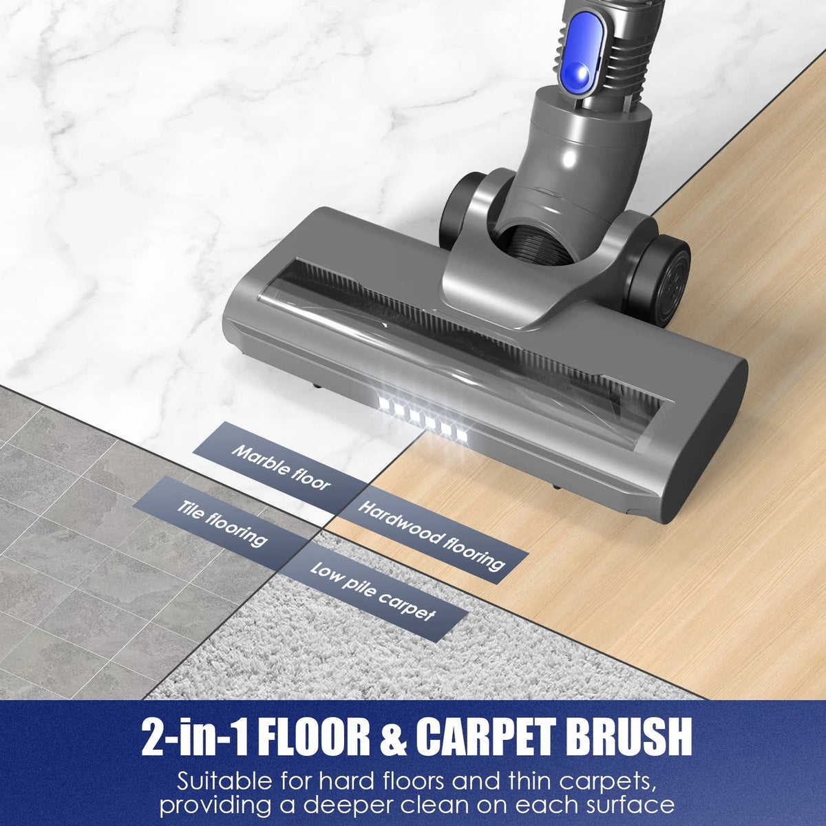 MOOSOO 4-in-1 Cordless Stick Vacuum Cleaner, 1.3L, 120W - XL-618A