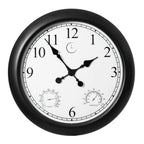 Outdoor Wall Clock With Thermometer And Hygrometer, 24-Inch, Black
