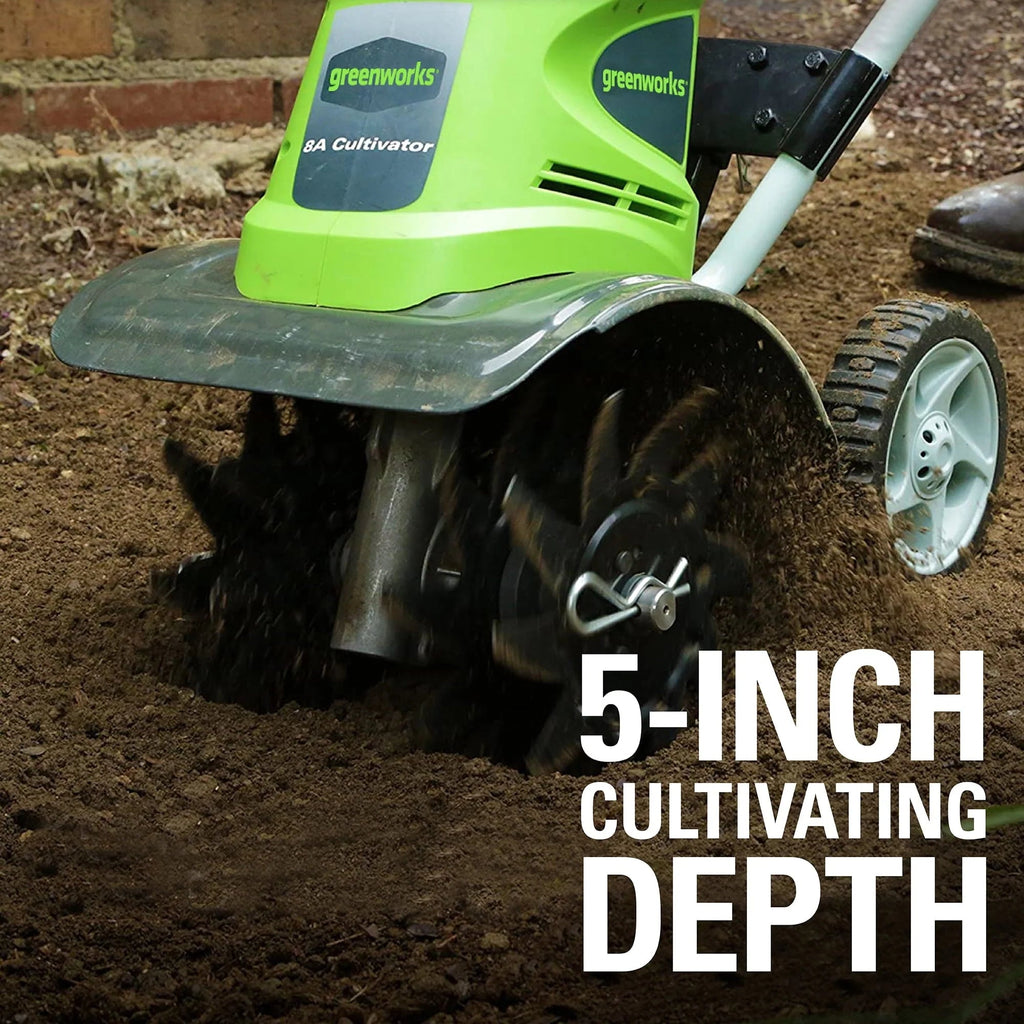 Greenworks Corded Electric Cultivator/Tiller, 8 Amp, 10-inch - 27072