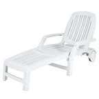 Folding Plastic Outdoor Chaise Lounge Chair With Wheels, 6-Position, 65.5 x 29 x 16.5-37 in, 330 lbs