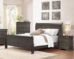 Eastern King Size Sleigh Bed, Stained Gray Finish, 1 Pc