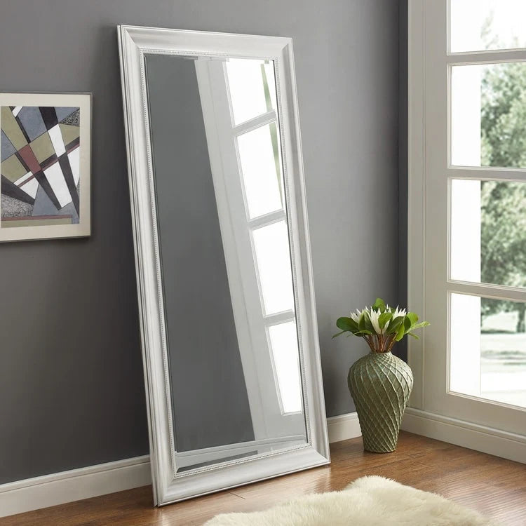 Full Length Beaded Frame Mirror, 66" H x 32" W - Freestanding Or Wall Mounted