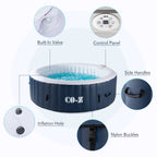 CO-Z PVC Square Inflatable Spa Tub, 5 x 5 ft, 4-Person, 120 Jets, Blue