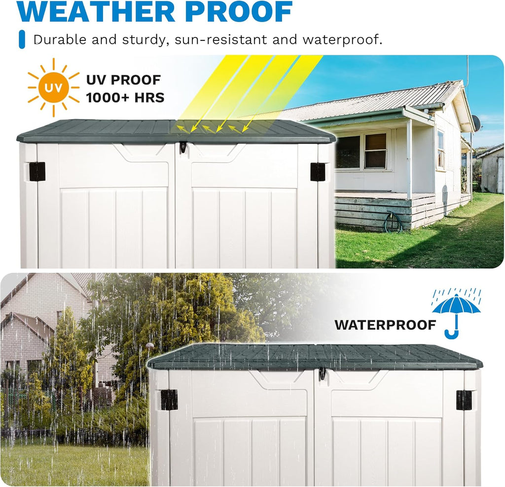Resin Outdoor Storage Box, 47 Cu Ft, Lockable, Waterproof
