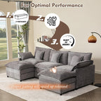 108 Inch U Shape Sectional Sofa With Removable Footstool