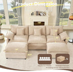 108 Inch U Shape Sectional Sofa With Removable Footstool