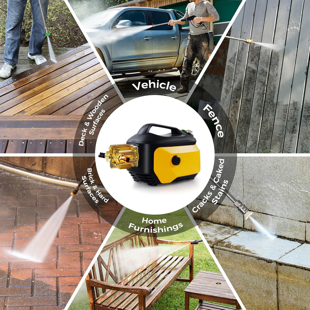 Portable Compact Electric Pressure Cleaner With 33FT Extension Hose, 3 Nozzles And Foam Cannon