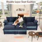 108 Inch U Shape Sectional Sofa With Removable Footstool