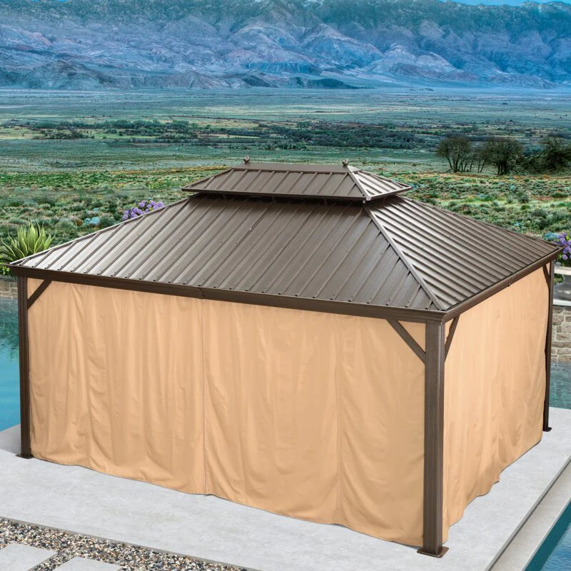 Aluminum Patio Gazebo 16 Ft. W x 12 Ft. D - Dark Brown