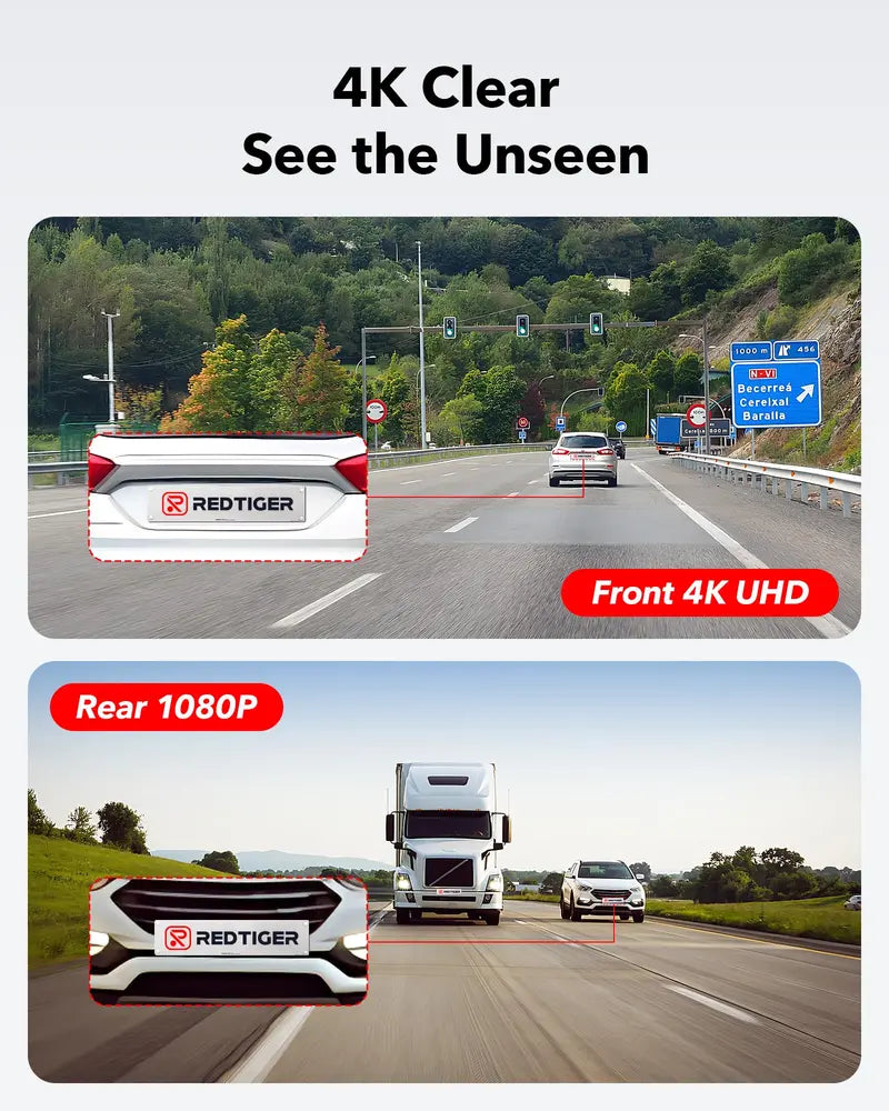 REDTIGER Front And Rear Dash Cam 4K/2.5K Full HD - F7NP