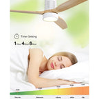52in 3-Blade Ceiling Fan With Lights, Remote Control, 6 Speeds, Matte Black and Black Walnut