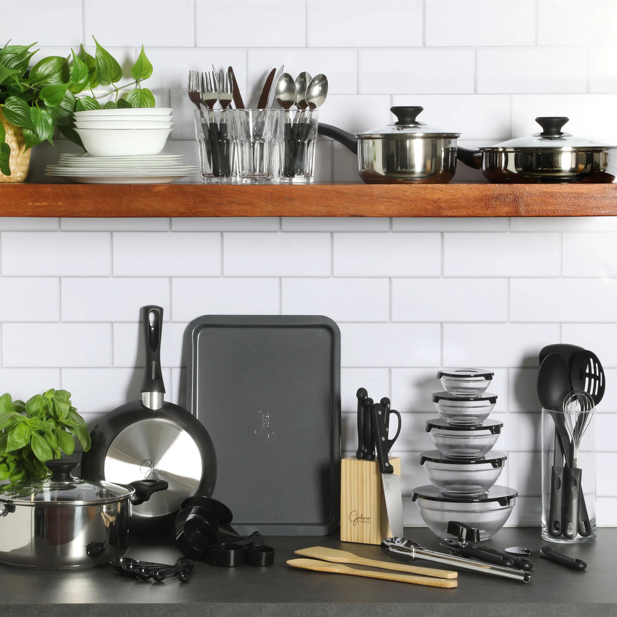 Gibson Home 71-Piece Stainless Steel Silver Cookware Combo Set