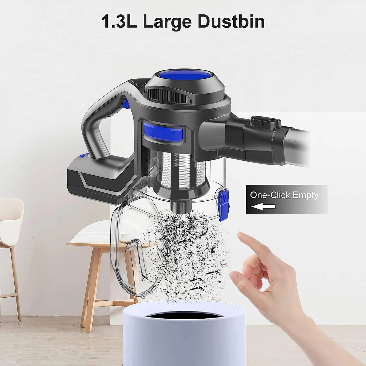 MOOSOO 4-in-1 Cordless Stick Vacuum Cleaner, 1.3L, 120W - XL-618A