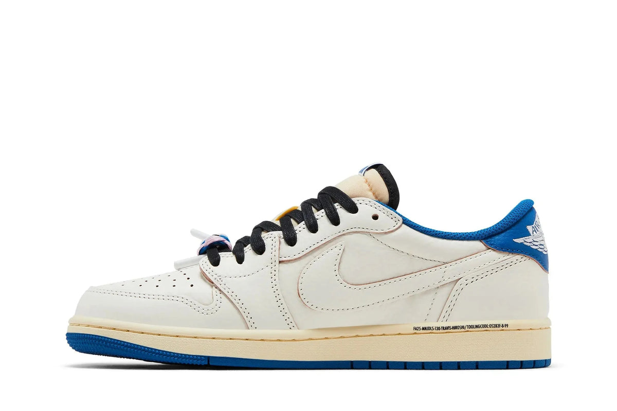 Fragment Design x Travis Scott x Jordan 1 Low OG SP Sneakers, Sail Military Blue - DM7866 104