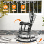 Costway Rubber Wood Rocking Chair, White, 22 x 32 x 44 in, 300 lbs