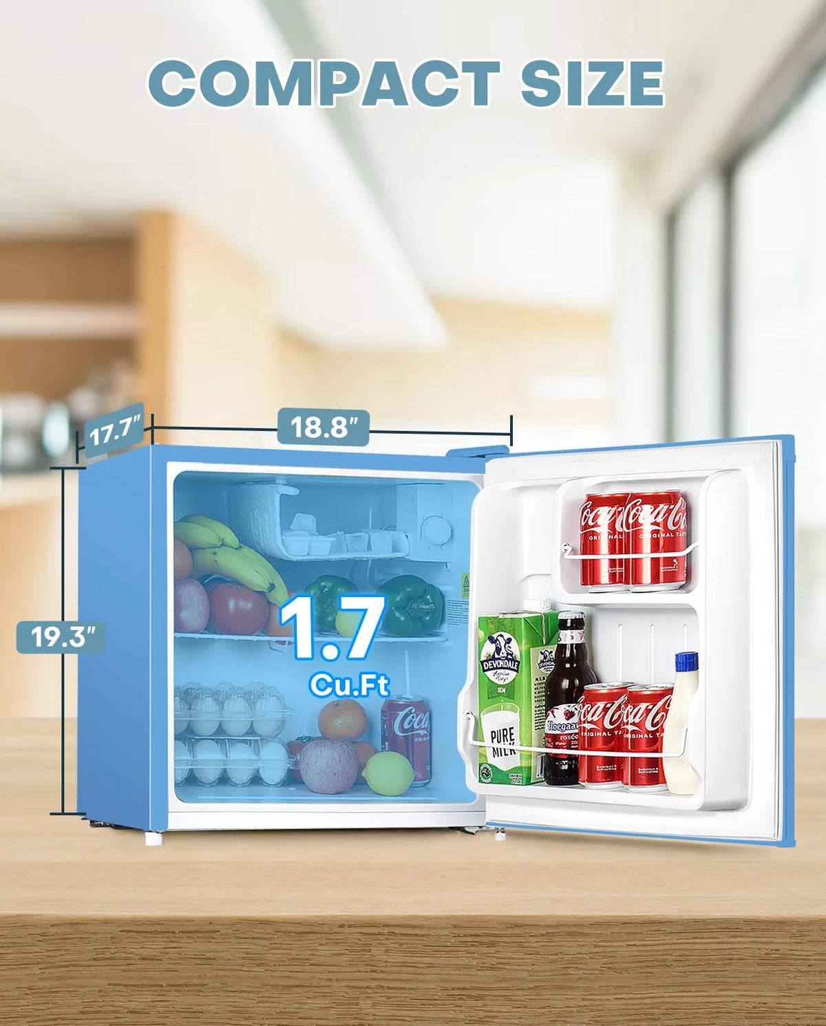 Upstreman 1.7 Cu Ft Single-Door Mini Fridge With Freezer, Black - FR17