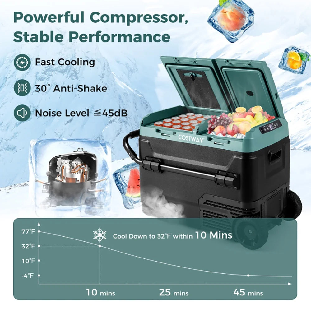 Spaco Dual-Zone 53QT Portable Car Refrigerator Freezer