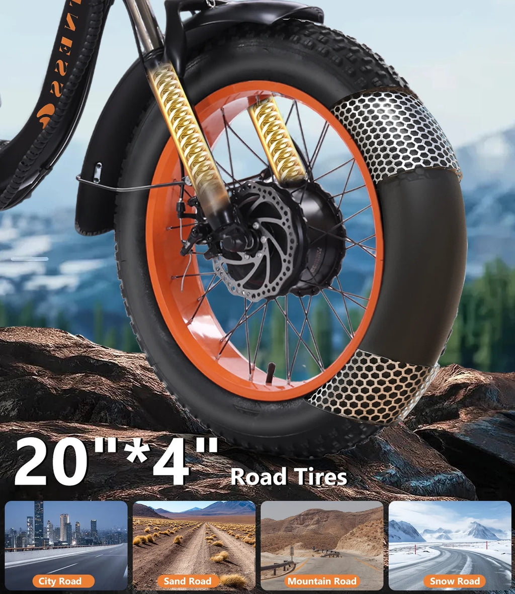 YEBEI Folding Electric Tricycle for Adults, 500W Motor, 48V15AH Lithium Battery, 20 x 4.0 in Fat Tires