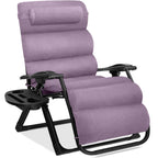 Best Choice Products Oversized Zero Gravity Folding Recliner With Removable Cushion And Side Tray - Fossil Gray