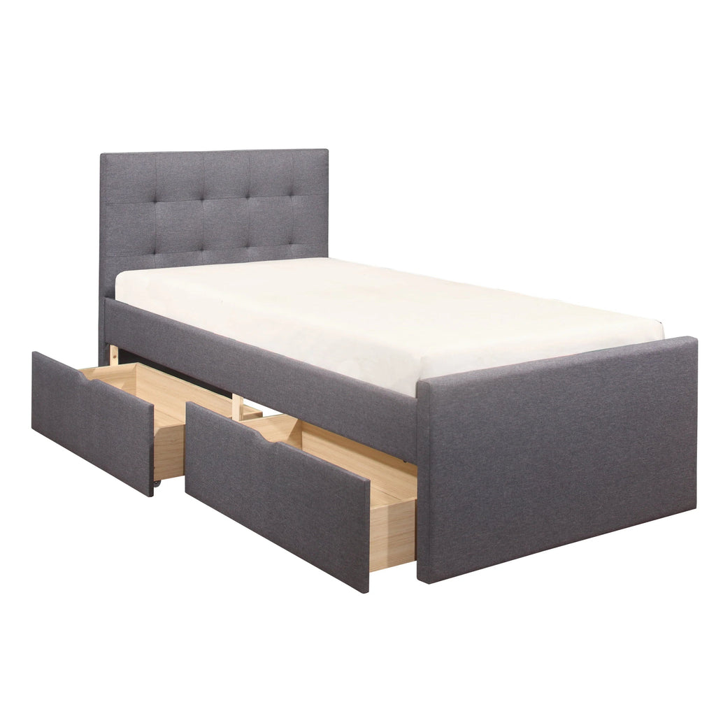 Hillsdale Living Essentials Upholstered Twin Platform Bed With 2 Storage Drawers, Gray