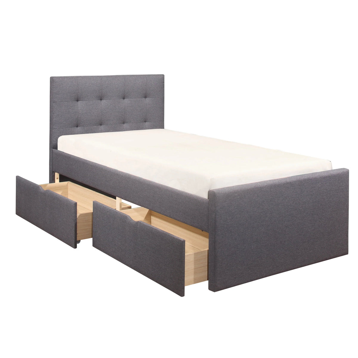 Hillsdale Living Essentials Upholstered Twin Platform Bed With 2 Storage Drawers, Gray