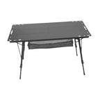 Miulika Folding Camping Table, Aluminum Alloy And PP, 103cm x 55cm, Adjustable Height 45cm-67cm - Black