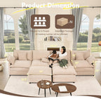 108 Inch U Shape Sectional Sofa With Removable Footstool