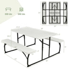 4-Person Folding Picnic Table Bench Set, 59 in x 54 in x 28.5 in - Steel And HDPE