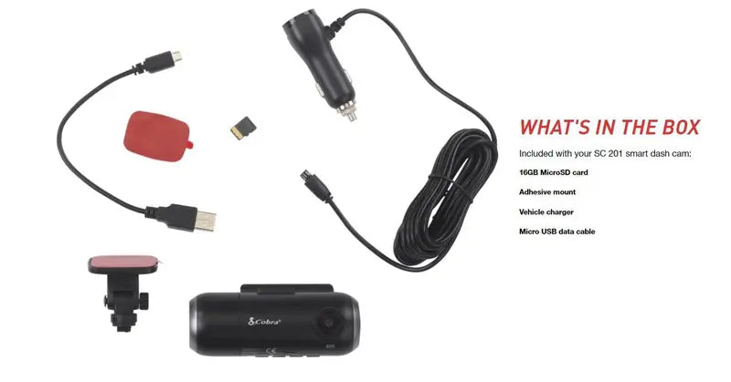 Cobra Smart Dash Cam QHD 1080P WiFi GPS - SC 201