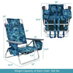 Costway Folding Backpack Beach Chairs 4-Pack, 5-Position Adjustable