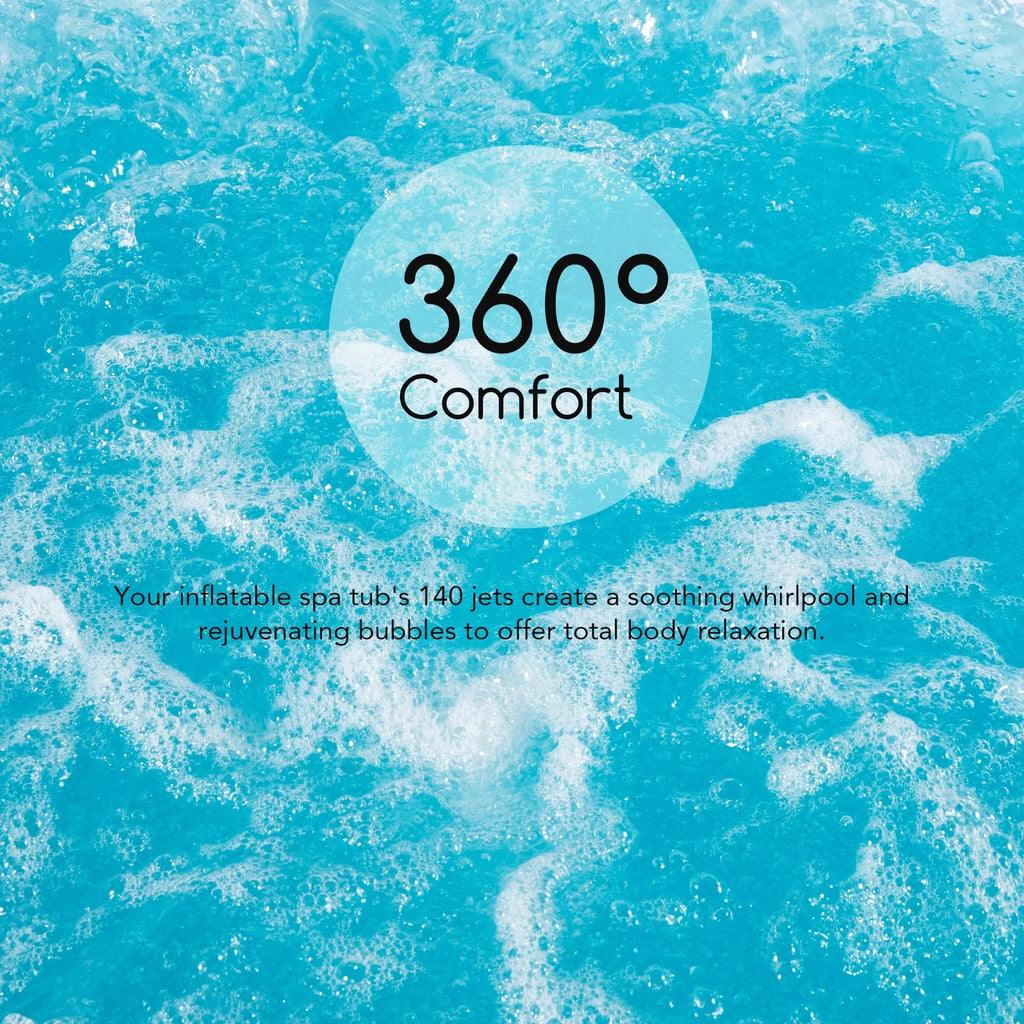 CO-Z PVC Square Inflatable Spa Tub, 5 x 5 ft, 4-Person, 120 Jets, Blue
