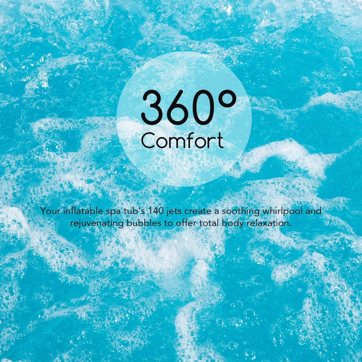 CO-Z PVC Square Inflatable Spa Tub, 5 x 5 ft, 4-Person, 120 Jets, Blue