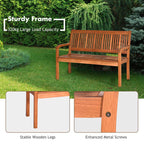 Eucalyptus Wood Outdoor Garden Bench, 2-Person, 50 x 25 x 36 in