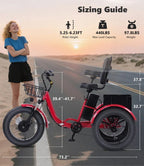 YEBEI Folding Electric Tricycle for Adults, 500W Motor, 48V15AH Lithium Battery, 20 x 4.0 in Fat Tires